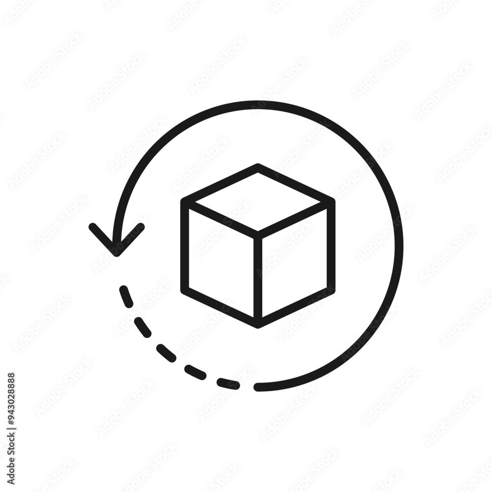 Return package. Box in circular arrow line icon isolated on white background. Vector illustration Return package. Box in circular arrow line icon isolated on white background. Vector illustration