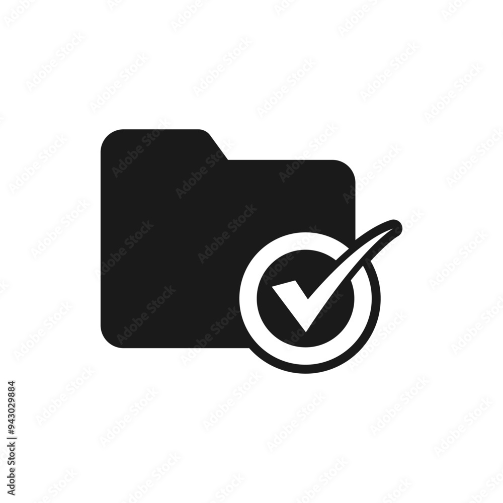 Folder with checkmark icon flat style isolated on white background. Vector illustration Folder with checkmark icon flat style isolated on white background. Vector illustration