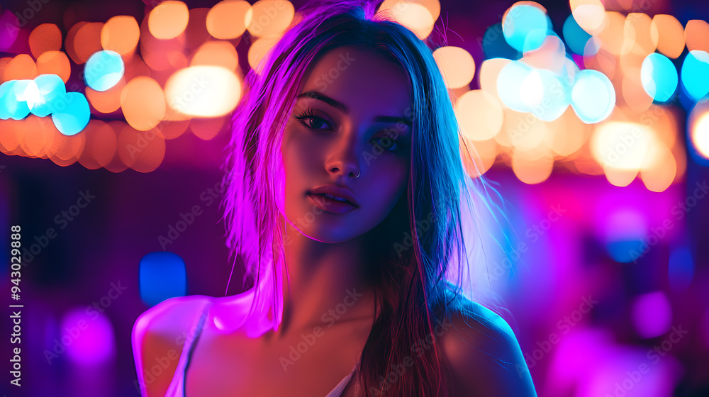Young girl dancing at a disco in a nightclub Young girl dancing at a disco in a nightclub