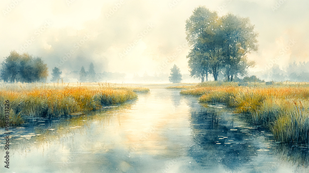 custom made wallpaper toronto digitalSerene Patience: Tranquil Watercolor Artistry