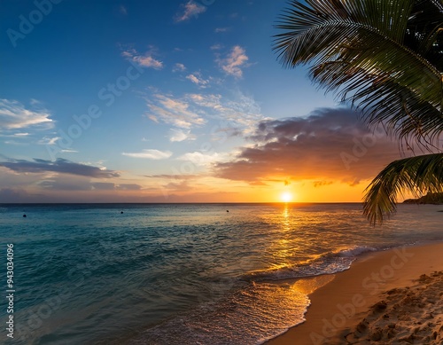 tropical paradise sunset high resolution high details vibrant