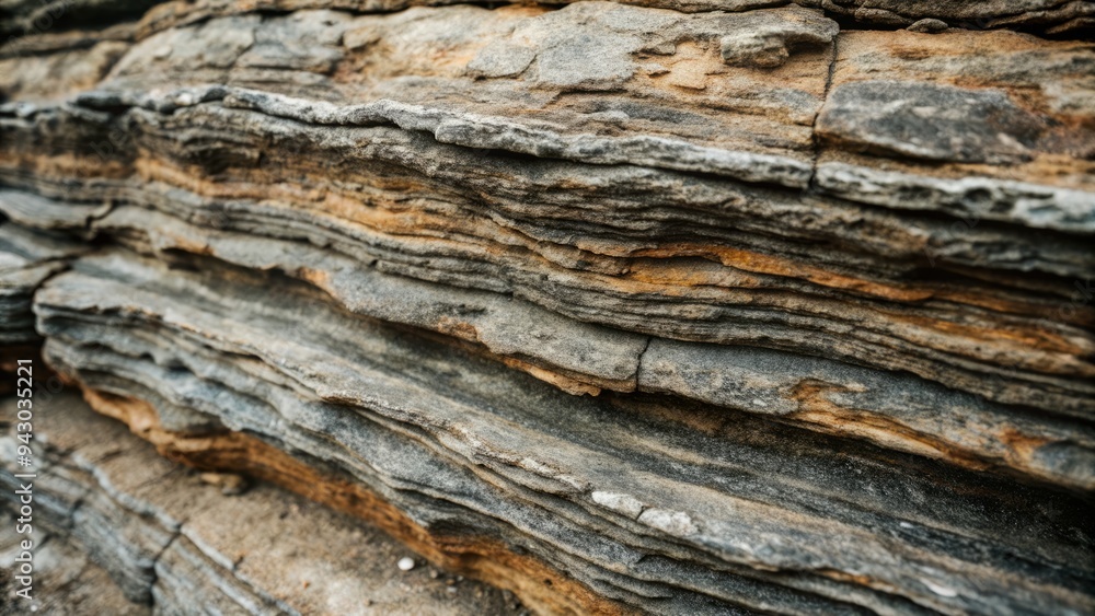 Layered sedimentary rock displays rough, bumpy texture, with varying shades of gray unfolding in intricate patterns, inviting closer inspection. Layered sedimentary rock displays rough, bumpy texture, with varying shades of gray unfolding in intricate patterns, inviting closer inspection.