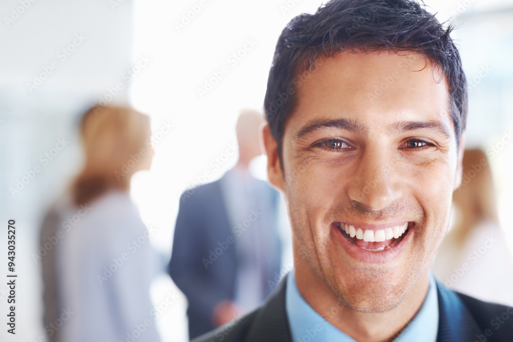 Corporate, portrait and smile of business man in office with team for accounting, finance or wealth management. Company, face and leadership with happy person in professional workplace for career Corporate, portrait and smile of business man in office with team for accounting, finance or wealth management. Company, face and leadership with happy person in professional workplace for career
