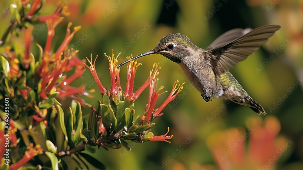 Fototapeta premium Hummingbird Feeling On Nectar