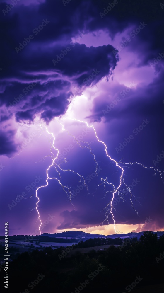 Lightning Bolts Illuminating a Dark Sky During a Heavy Storm Lightning Bolts Illuminating a Dark Sky During a Heavy Storm