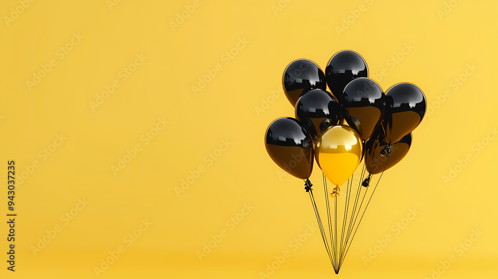 Festive decoration with black and gold balloons Festive decoration with black and gold balloons