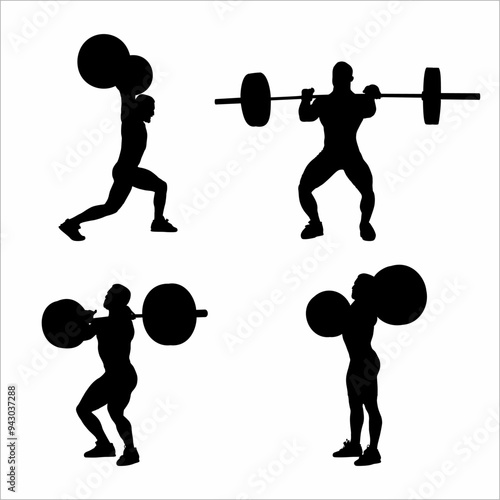 silhouette collection of men lifting weights