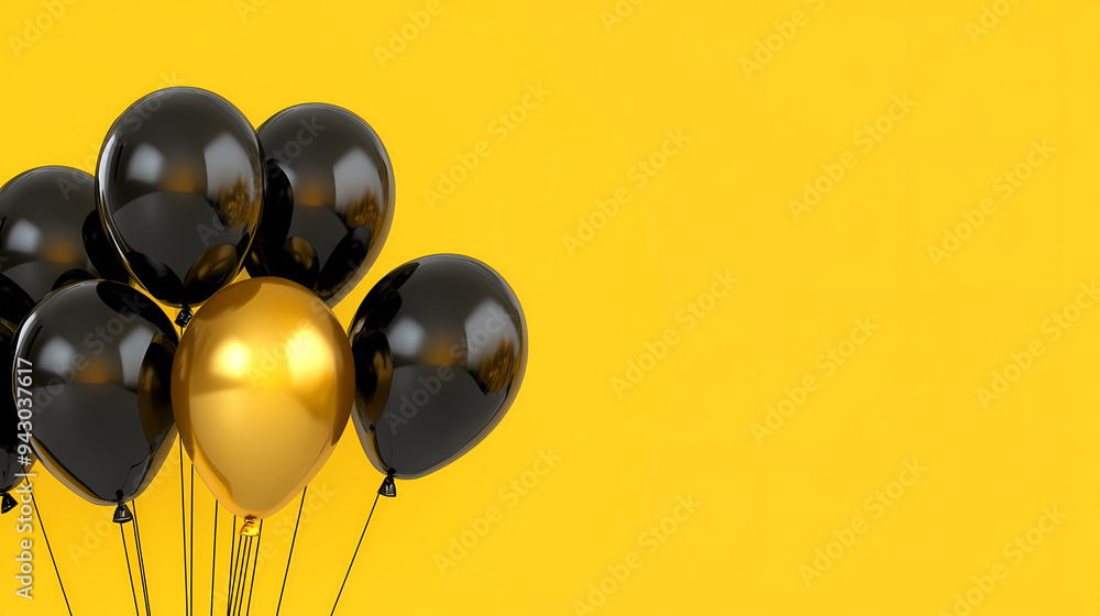 Festive decoration with black and gold balloons Festive decoration with black and gold balloons