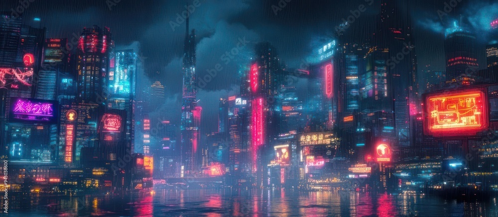 Cyberpunk Cityscape - Neon Lights and Fog Cyberpunk Cityscape - Neon Lights and Fog