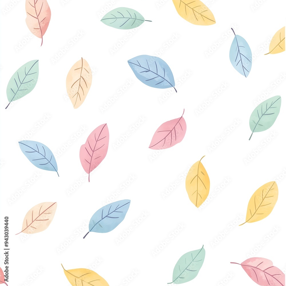 Colorful Autumn Leaves Pattern on White Background Colorful Autumn Leaves Pattern on White Background