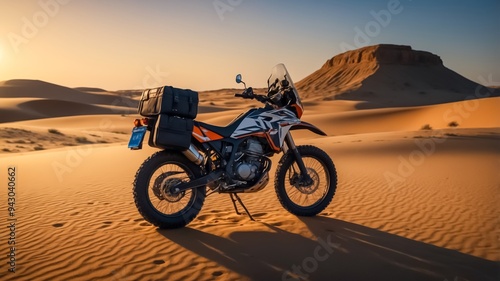 A Rugged Dakar Adventure Bike. Vast Desert Rally. Crossbike. Paris Dakar Bike Race. Enduro Tour. Enduro Bike. Crossing the Desert with Motorbike.