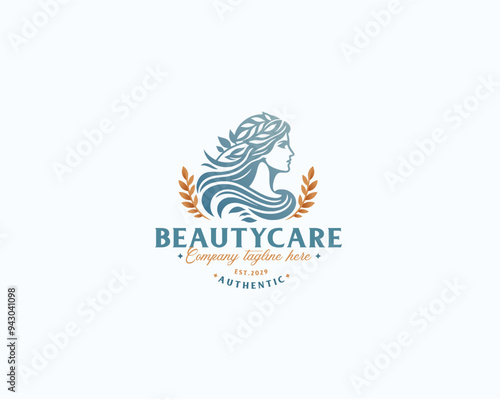 Elegant beauty goddess woman salon logo design for business company