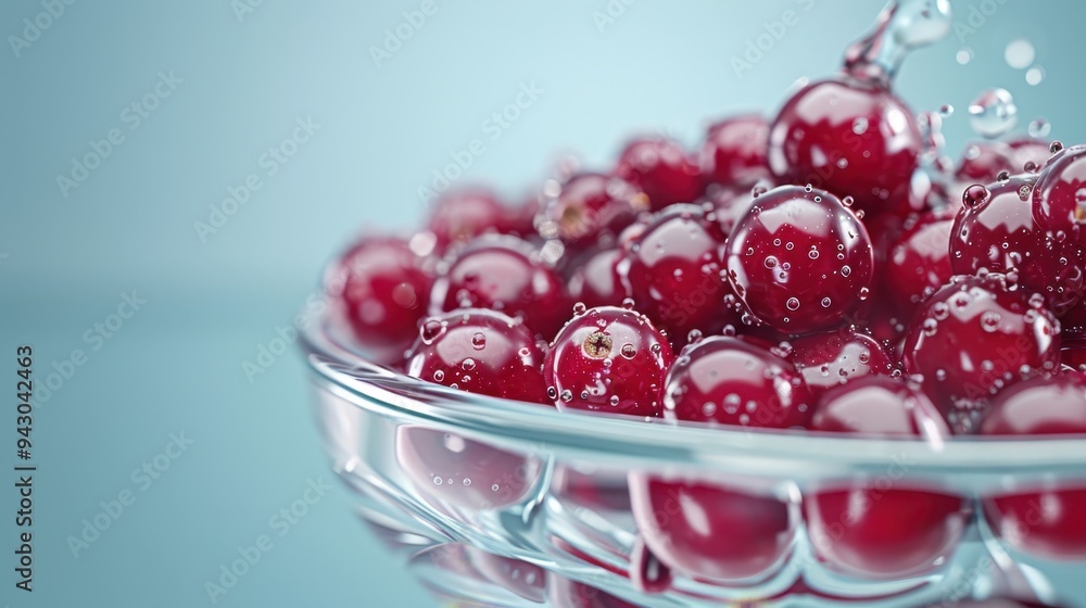 A bowl of red cherries with water droplets on the surface. The cherries are shiny and the water droplets add a sense of freshness and liveliness to the image A bowl of red cherries with water droplets on the surface. The cherries are shiny and the water droplets add a sense of freshness and liveliness to the image