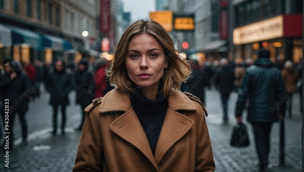 Fototapeta premium woman on a noisy street of a big city