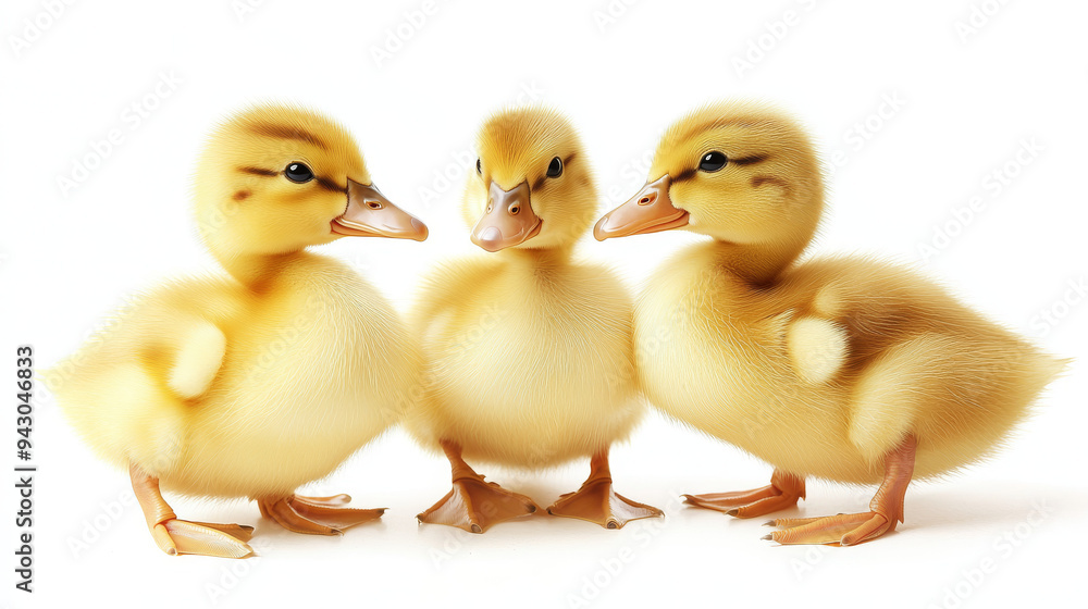 Three yellow ducklings isolated against a white background. --ar 16:9 --v 6.1 Job ID: 39bacb4e-e9ab-4163-8259-1f0bd0ce8ca2 Three yellow ducklings isolated against a white background. --ar 16:9 --v 6.1 Job ID: 39bacb4e-e9ab-4163-8259-1f0bd0ce8ca2
