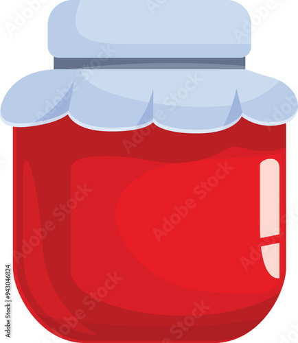 Red jam jar preserving homemade food with a white lid