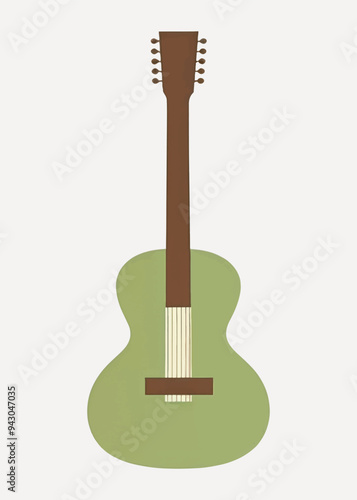 Green acoustic guitar illustration