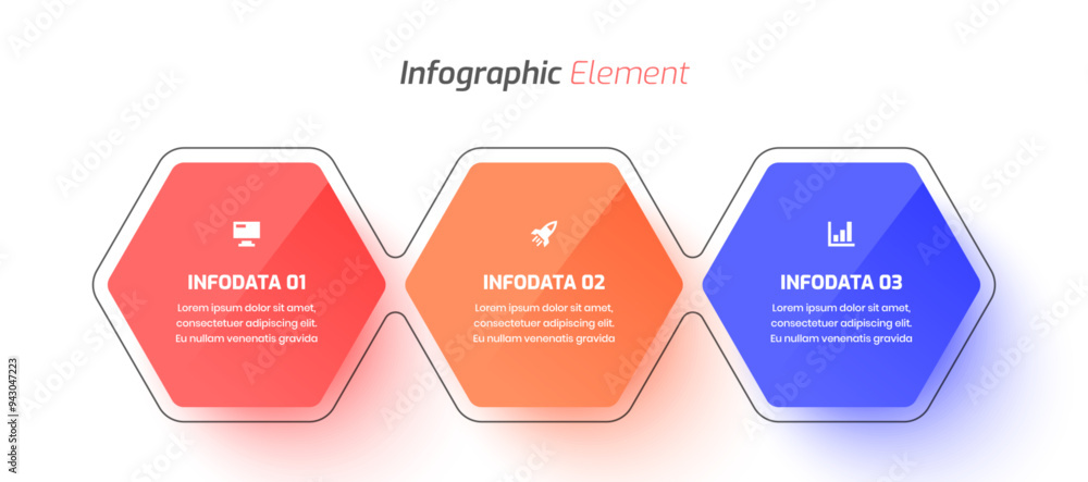 Minimal Business Infographic Template Design with Hexagon Label Icon and 3 Options for Presentation Minimal Business Infographic Template Design with Hexagon Label Icon and 3 Options for Presentation