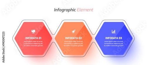 Minimal Business Infographic Template Design with Hexagon Label Icon and 3 Options for Presentation