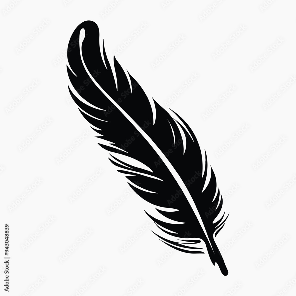 Elegant black feather silhouette art Elegant black feather silhouette art