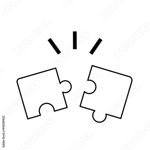 ぴったり合うジグゾーパズル_モノクロ
