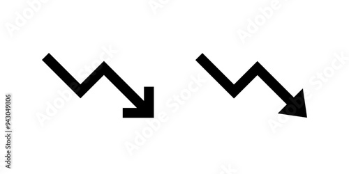 Free Download Downward zigzag arrow icon in generic style. Market crash sign symbol - GFXLoad