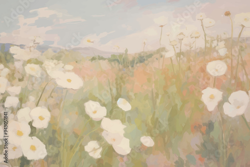 Flower field painting backgrounds plant.