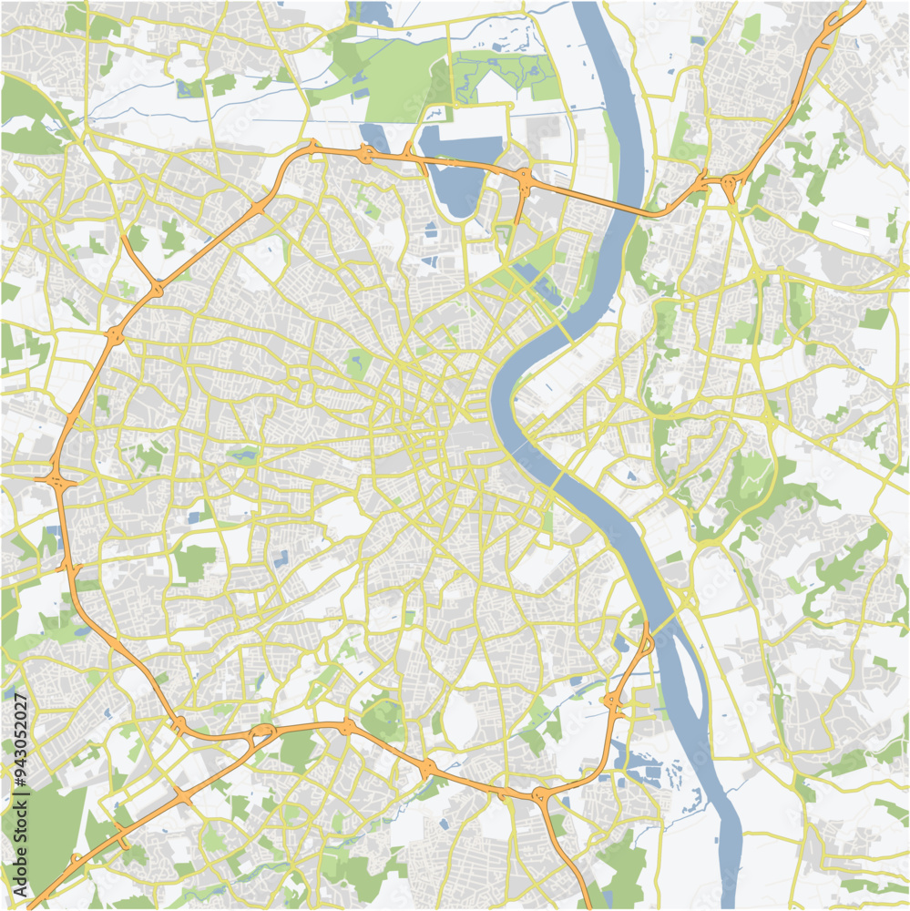 Obraz premium Road map of Bordeaux in France. Contains layered vector with roads water, parks, etc.