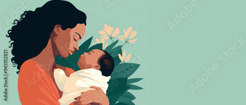 Mother lovingly holding baby