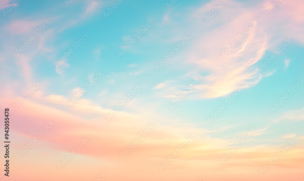 Obraz premium sky with thin clouds warm colours, Generative AI