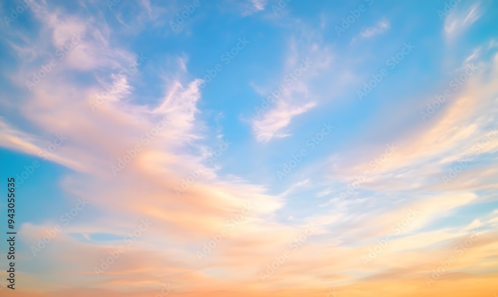 Obraz premium sky with thin clouds warm colours, Generative AI