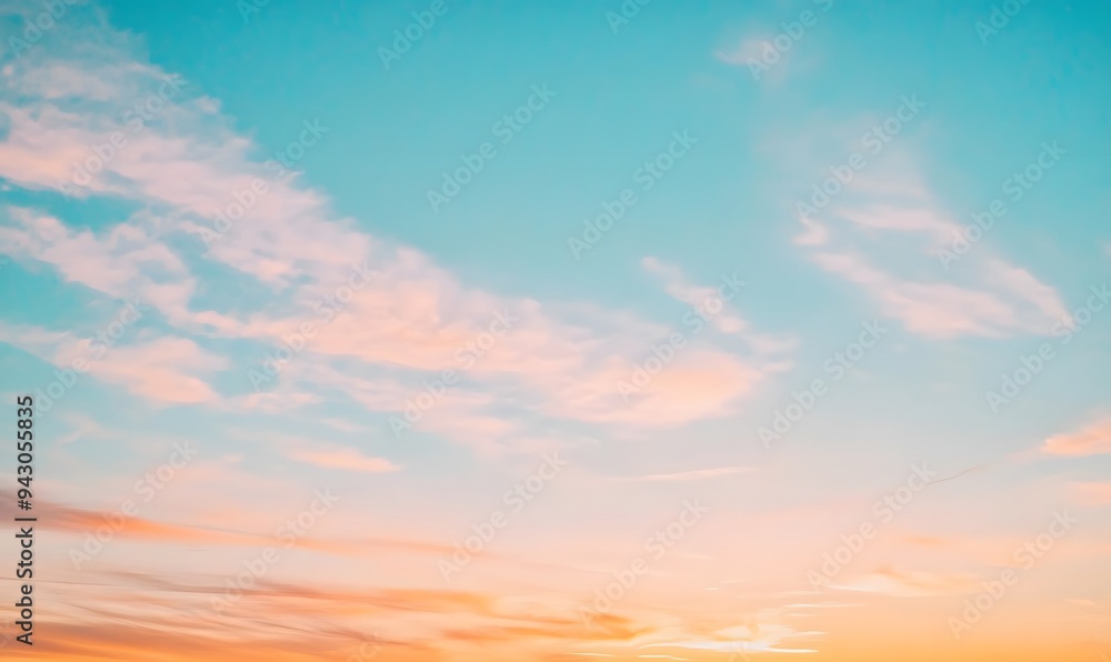 sky with thin clouds warm colours, Generative AI sky with thin clouds warm colours, Generative AI