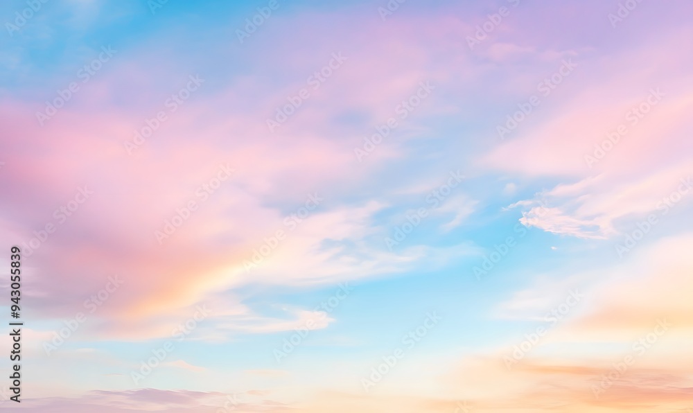 sky with thin clouds warm colours, Generative AI sky with thin clouds warm colours, Generative AI