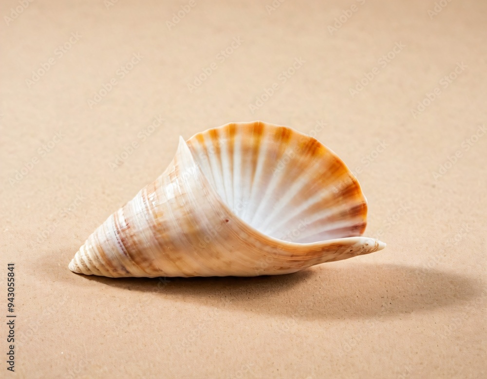 Isolated seashell. Three tropical sea shells isolated on brown background. Ai generated image Isolated seashell. Three tropical sea shells isolated on brown background. Ai generated image