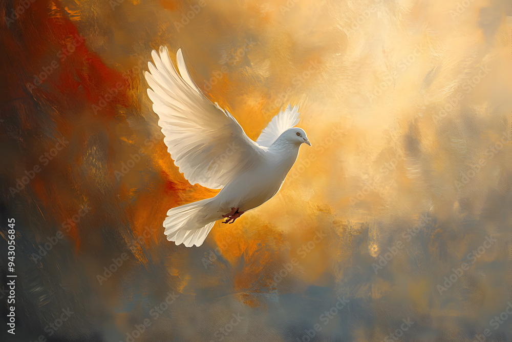 Obraz premium Holy spirit dove with a dramatic background