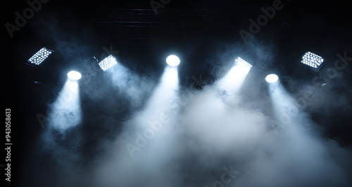 Black Background with a White Spotlight on the Stage, Creating a Dramatic and Focused Atmosphere, Perfect for Highlighting a Performance or Presentation, Capturing the Tension and Anticipation of the 