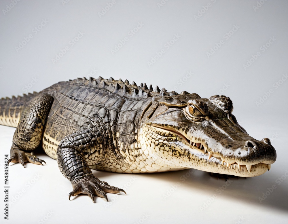 Naklejka premium Crocodile on White Background. Ai generated image