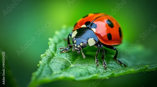 Close-up macro photo of ladybug. Animal day, National wildlife day