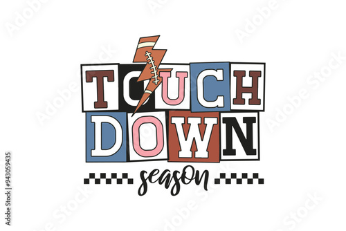 Touchdown season, Retro Football Sublimation T shirt Design