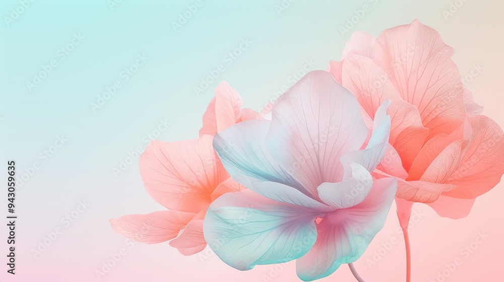 A flower with pink and blue petals is displayed on a light blue background. The flower is the main focus of the image, and the blue background adds a sense of calmness and serenity to the scene A flower with pink and blue petals is displayed on a light blue background. The flower is the main focus of the image, and the blue background adds a sense of calmness and serenity to the scene