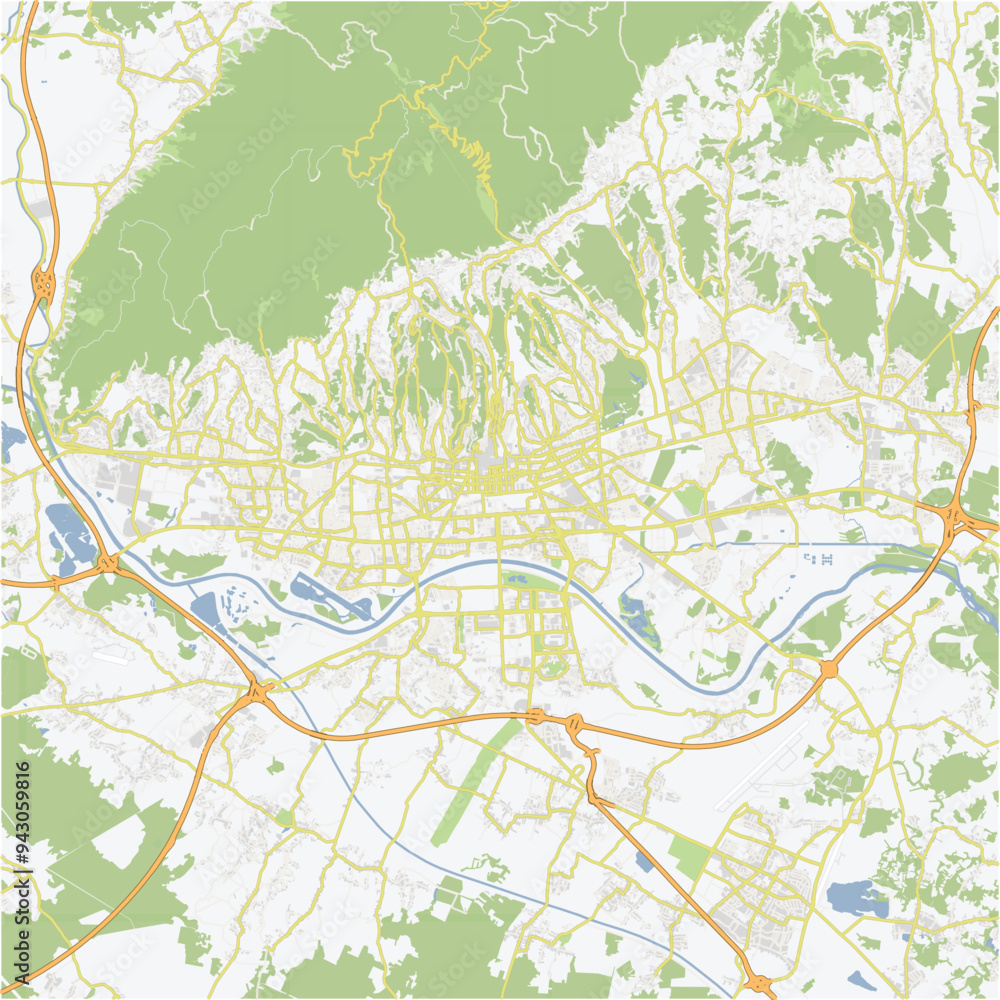 Road map of Zagreb in Croatia. Contains layered vector with roads water, parks, etc. Road map of Zagreb in Croatia. Contains layered vector with roads water, parks, etc.