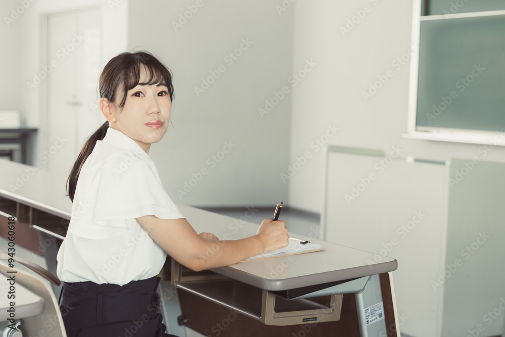 Female students taking classes in the classroom
教室で授業を受ける女子学生 Female students taking classes in the classroom
教室で授業を受ける女子学生
