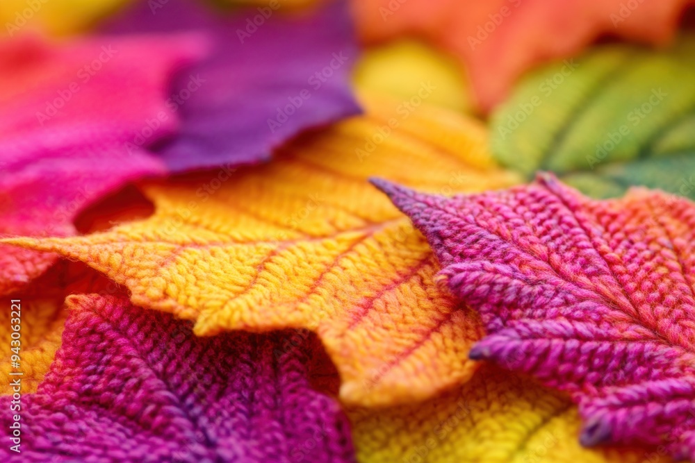 Fototapeta premium Vibrant multicolored knitted textile close-up
