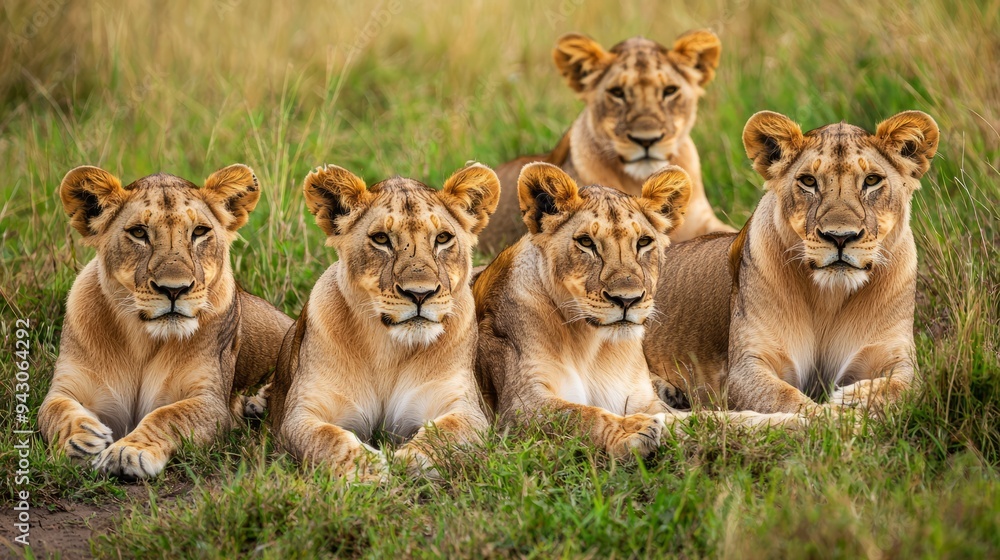 Fototapeta premium Pride Of Lions Relaxing After A Hunt