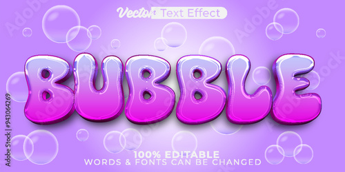 Bubble Vector Text Effect Editable Alphabet Cute Candy Bubblegum