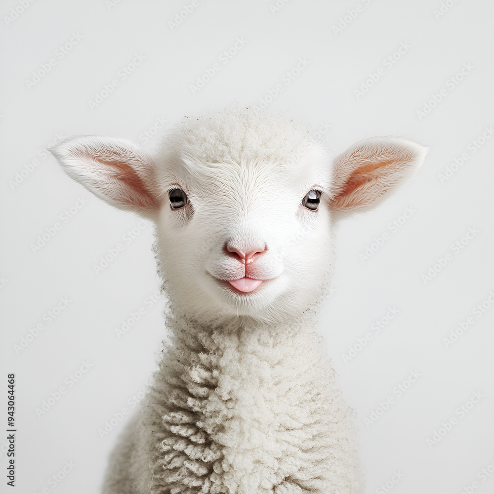 Fototapeta premium Cute Lamb Sticking Out Tongue