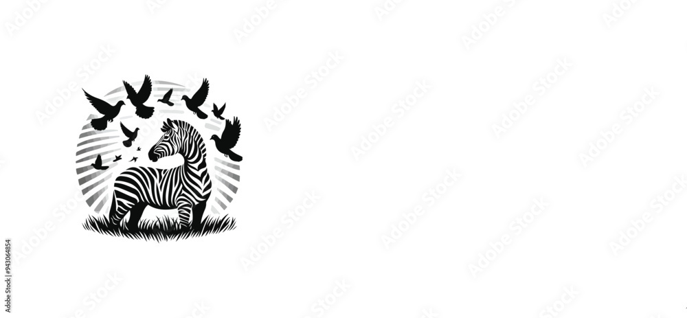 Fototapeta premium Zebra Dove silhouette vector style white background