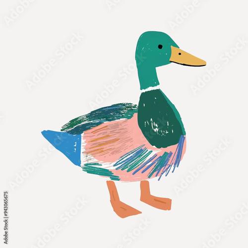 Colorful hand-drawn duck illustration