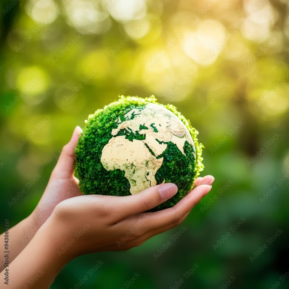 The businessman holds the Earth, symbolizing eco-friendly business and protection of nature The businessman holds the Earth, symbolizing eco-friendly business and protection of nature