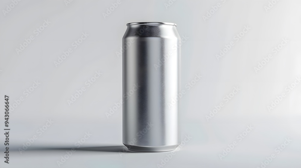 Blank white can mockup on light grey background. Blank white can mockup on light grey background.